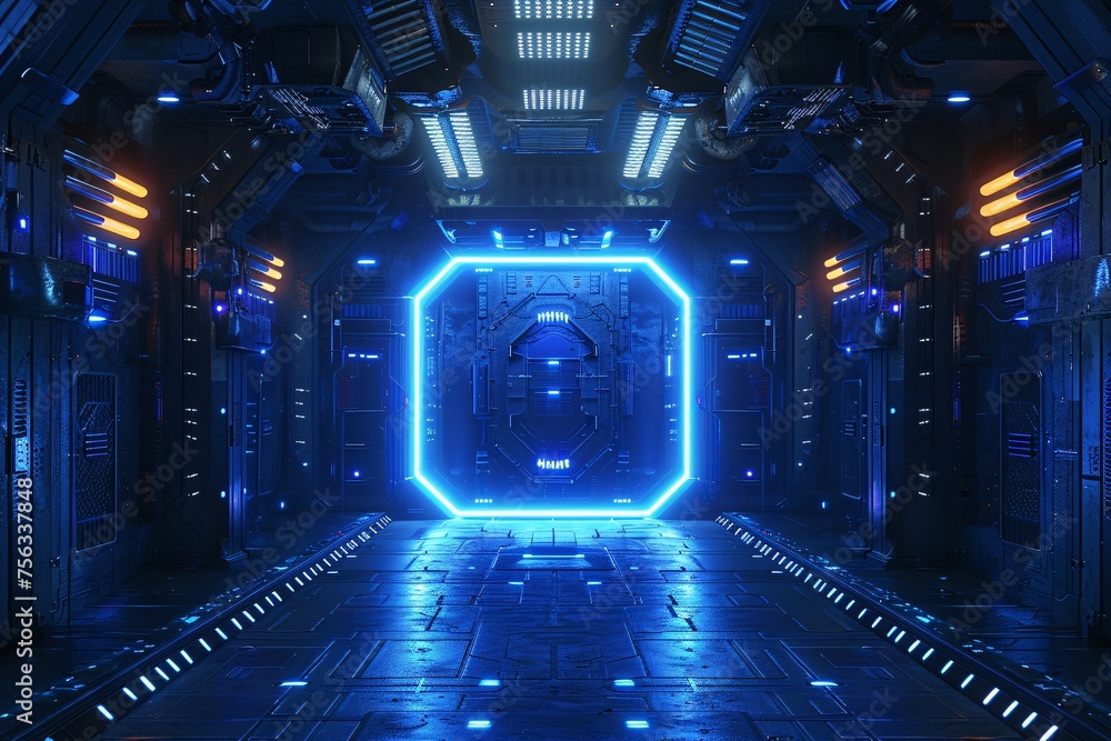 Aufkleber neon-lit future a glimpse into the future of technology generative ai