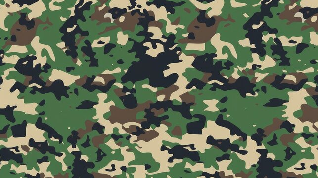 Realistic camouflage pattern, flat color background, isometric, view from top, bird eye view, professional studio photo shoot 