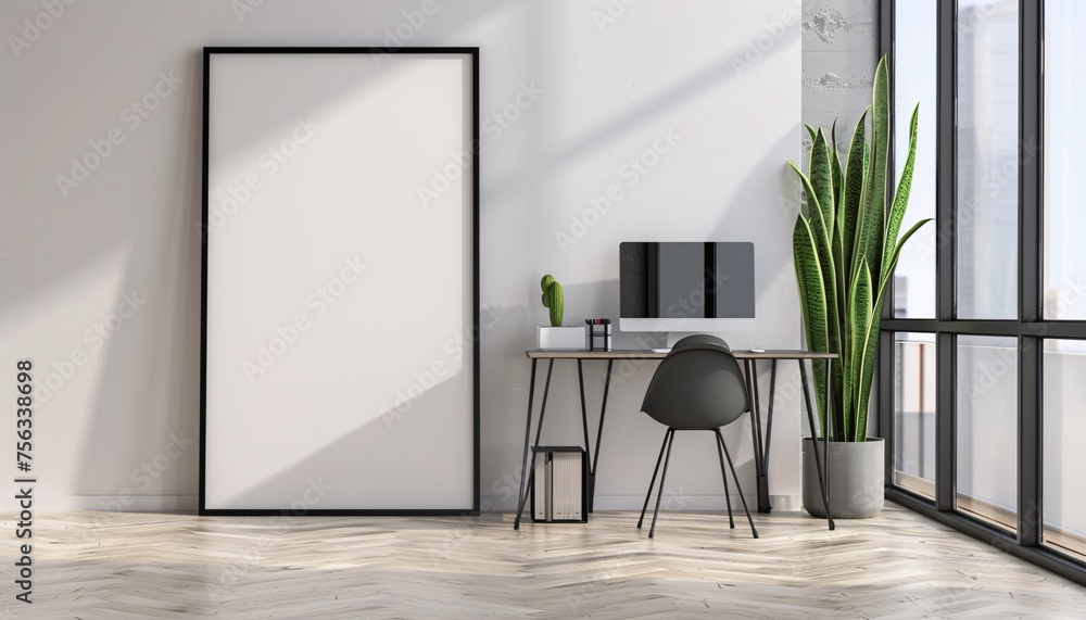 Poster modern office space a clean and minimalist workspace generative ai