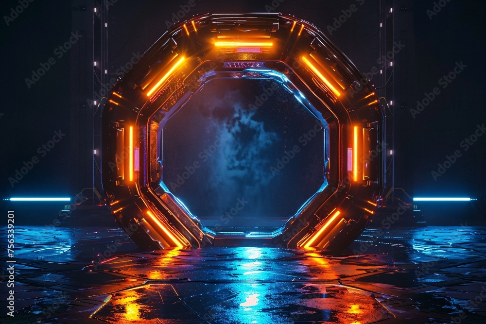 Poster neon dreamscape a glowing gateway to the future generative ai