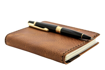 The pen is placed on the notebook.