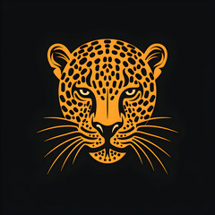 "Courageous Cat: Intense Leopard Logo Art"