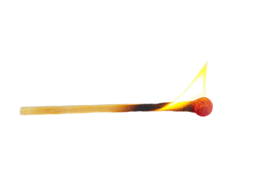 Matchstick, flame on the tip of the matchstick