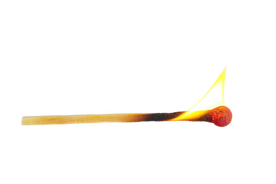 Matchstick, flame on the tip of the matchstick