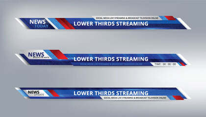 Graphic set of Broadcast News Lower Thirds Banner for Television Streaming, Video and Media Channel