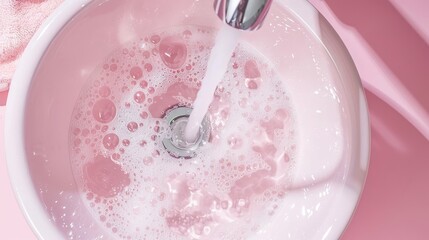 a top view photo of a editorial shot of a soapy water, pure, clean, beautiful studio lighting, scandinavian
