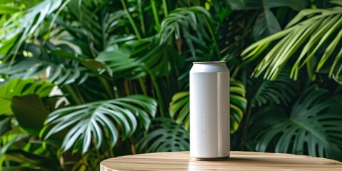Craft Beer Can in a Jungle Setting Generative AI