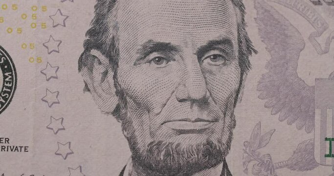 All US dollar bills and all presidents picture on stop motion. American dollar 1,5,10,20,50,100 banknote in close up macro. Rich business economy of usa. Concept Finance Business Investment Success.