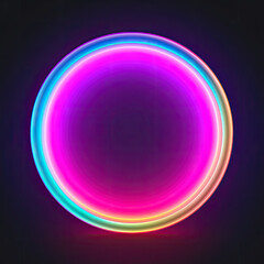 Obraz premium Neon Colored Circular on Black Background