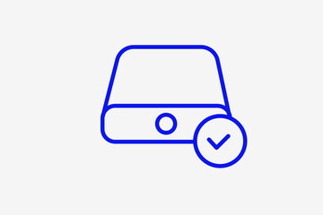 working hard disk illustration in line style design. Vector illustration.