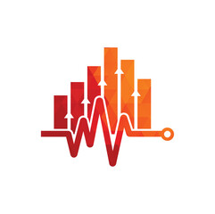 Finance pulse logo. Heart beat finance logo design icon. stats pulse logo design template.