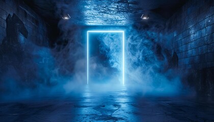 Neon Doorway A Glowing Archway to the Future Generative AI