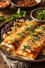 Cheesy Chicken Enchilada with a Side of Beans A Delicious Dish for a Fresh Start in January Generative AI