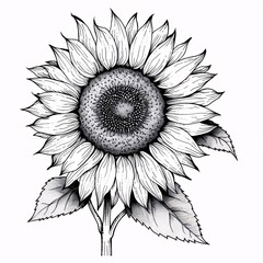 Sunflower Season A Vibrant Flower in Black and White Generative AI