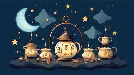 A celestial tea party on a crescent moon with float