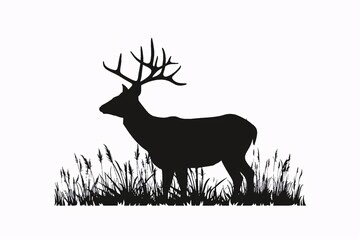 a silhouette of a deer with antlers