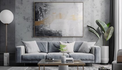 Modern Living Room with Minimalist Decor and Gold Accents Generative AI
