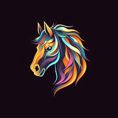 Fototapeta na wymiar Elegant Horse Head Emblem. Stallion Symbol Illustration