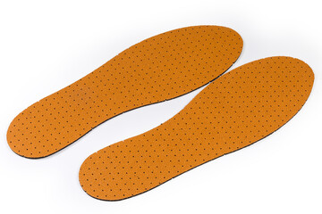 Pair of two-layer insoles with natural leather covering