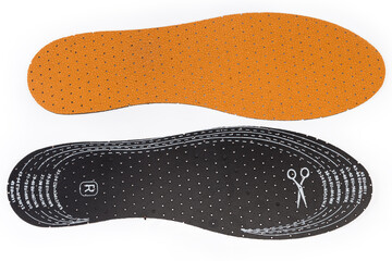 Insoles with leather covering and to cut ability desired size