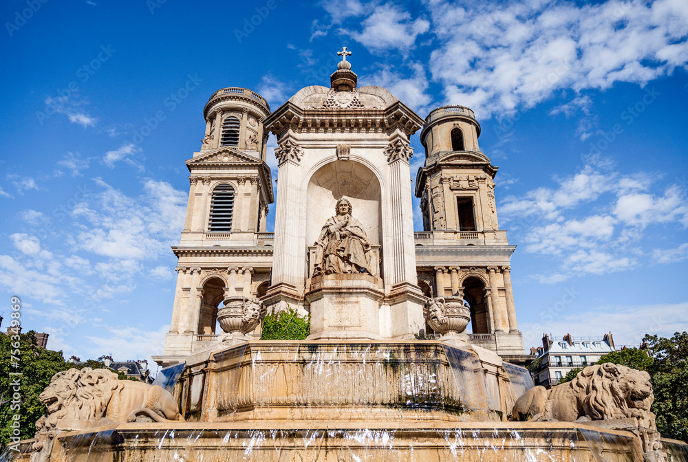 Wall mural fountain saint sulpice or 