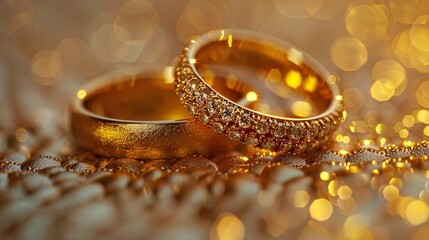 Obraz na płótnie Canvas hyper realistic photo of yellow wedding rings with simple isolated background