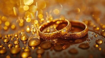 Obraz na płótnie Canvas hyper realistic photo of yellow wedding rings with simple isolated background