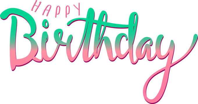 colorful happy birthday free hand character text for decorative. idea on vector illustration image.