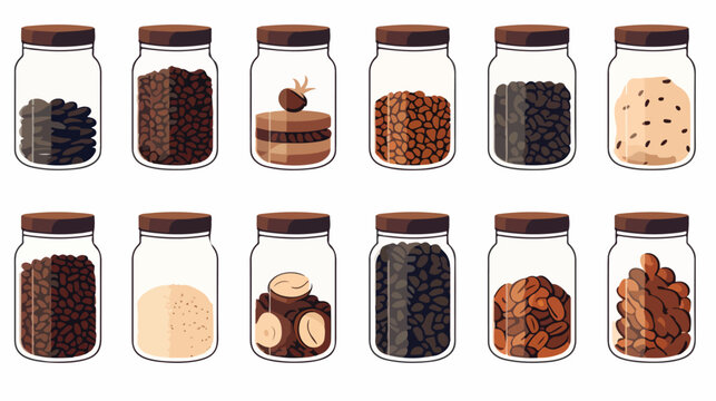 A collection of artisanal coffee beans in decorativ