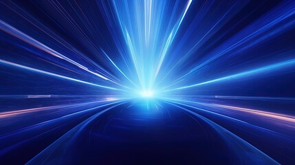 Blue Speed of Light Abstract Background - High Velocity Tech Concept