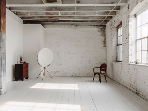 Minimalist Photo Studio Interior with Natural Light