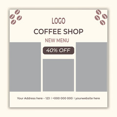 coffee drink menu sale promotional social media post banner template