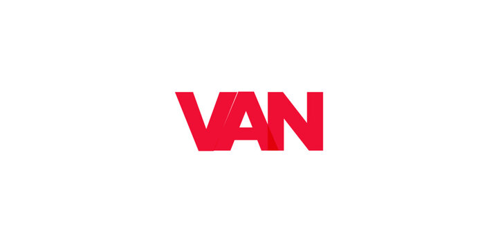 Van in the Turkey emblem. The design features a geometric style, vector illustration with bold typography in a modern font. The graphic slogan lettering.