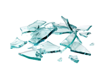 A pile of broken glass, clear and sharp.