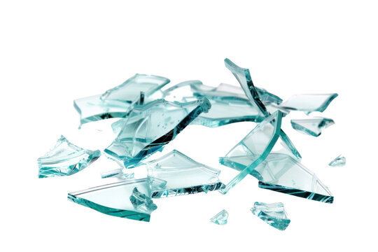 A pile of broken glass, clear and sharp.