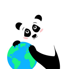 Panda celebrate earth day. vector illustration