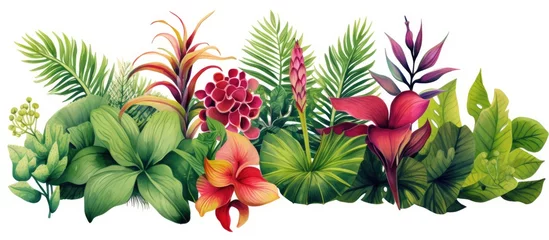 Selbstklebende Fototapeten Tropical houseplant design for postcard and greeting card © Vusal