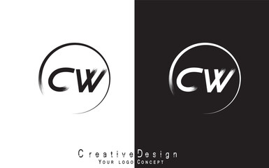 CW letter logo design template vector