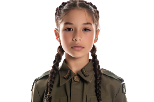 Beautiful Asian girl wearing military uniform