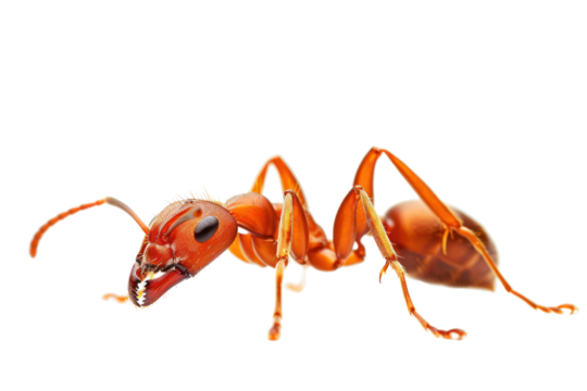 1 red ant, large body, deep field of view