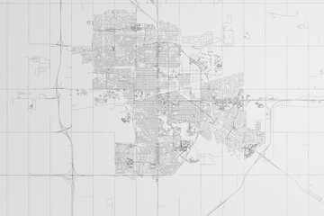 Map of the streets of Regina (Canada) on white background. 3d render, illustration