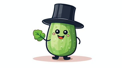 A cucumber wearing a top hat pretending  - obrazy, fototapety, plakaty