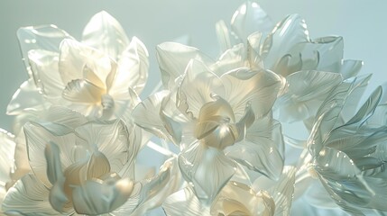 Fototapeta premium Ethereal translucency of white floral array