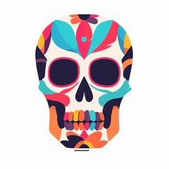 Fototapeta premium Vibrant colorful skull design with flowers, Svg Vector Clipart