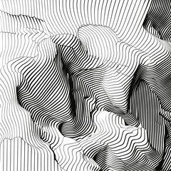 Black and White Illustration of Flowing Lines and Waves, modern and abstract Vector