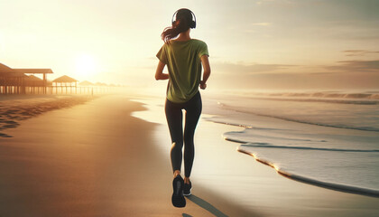 Beautiful young girl runs along the beach
- 756359663