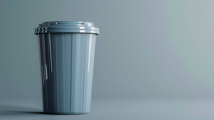 A gray office bucket on an isolated background for used paper and trash. The concept of proper sorting and storage of waste for further processing. - obrazy, fototapety, plakaty