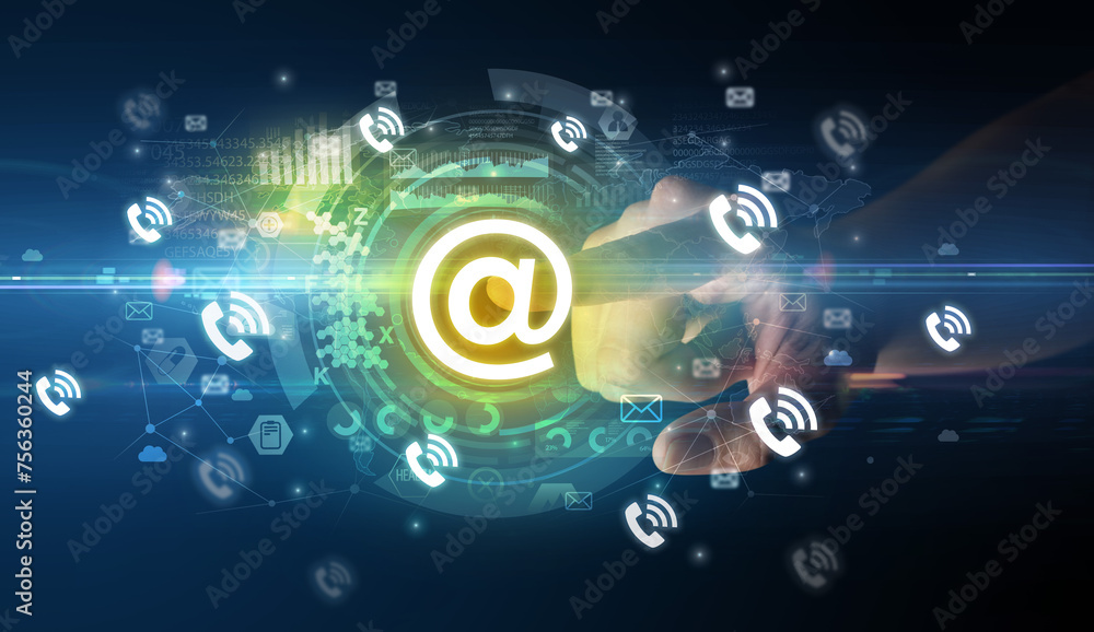 Poster touching with soft gesture multimedia screen with future technology concept concept concept