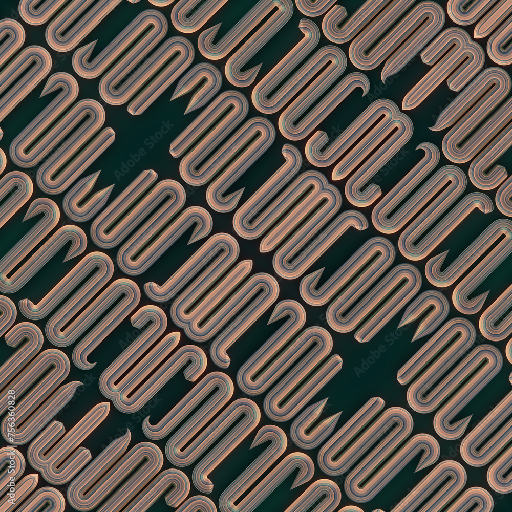 Aufkleber 3d rendering digital illustration with a repeating wave pattern