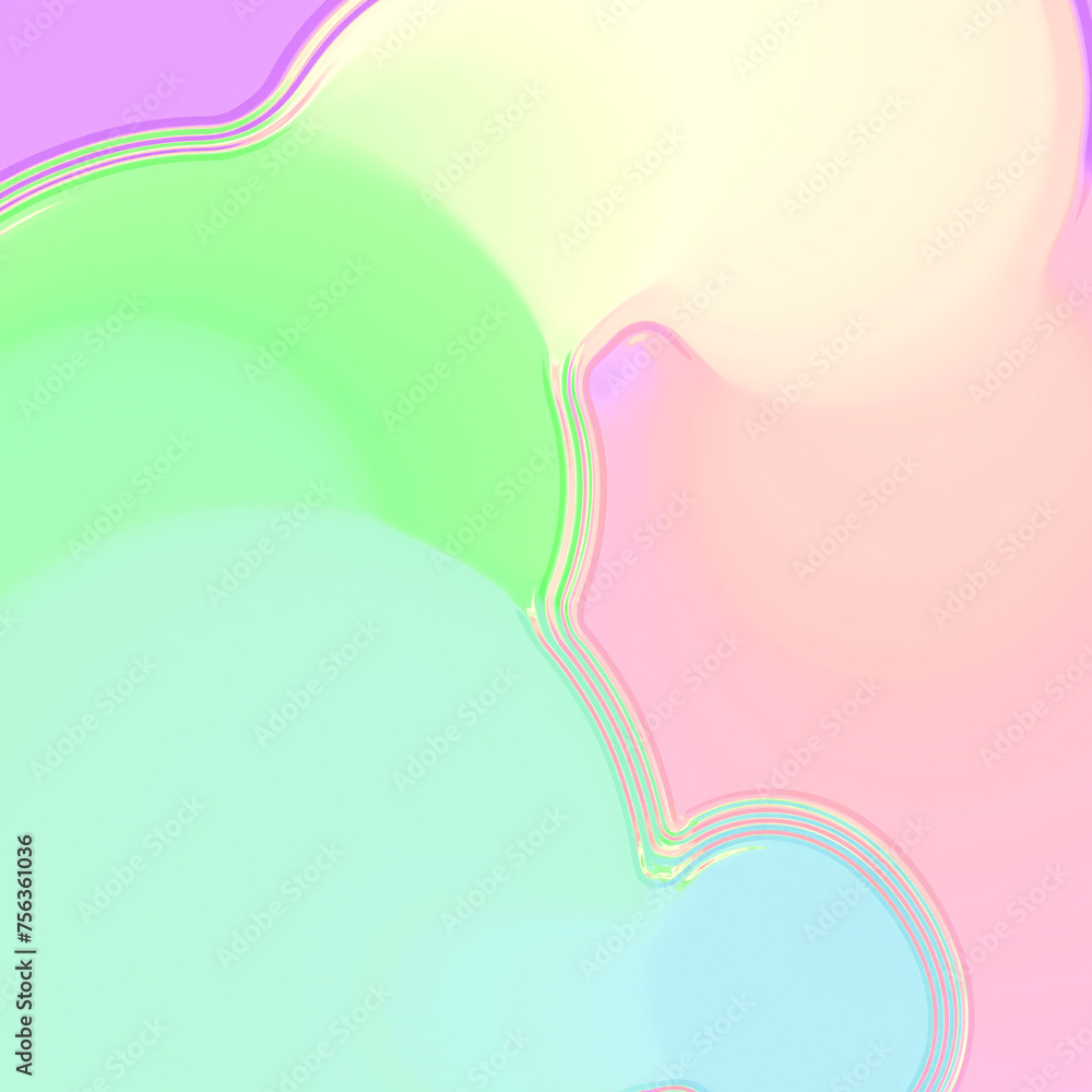Poster Digital illustration with an abstract organic shape made up of interlocking lines and curves. 3d rendering